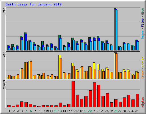 Daily usage for January 2019