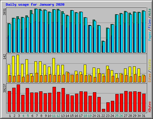 Daily usage for January 2020