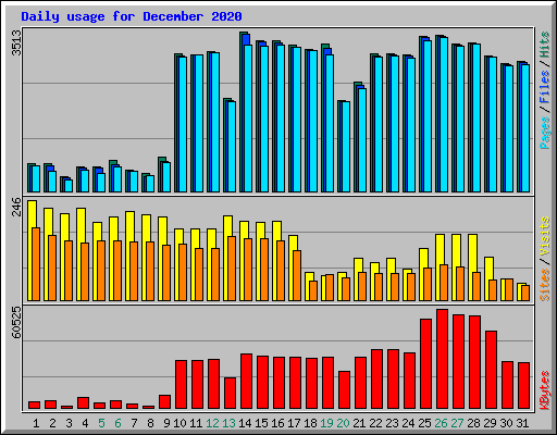 Daily usage for December 2020