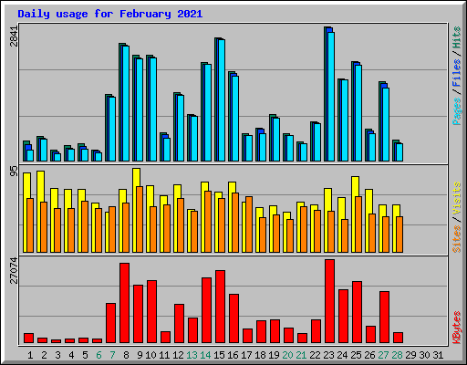 Daily usage for February 2021