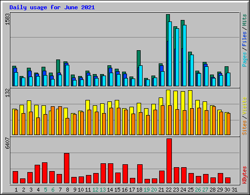 Daily usage for June 2021