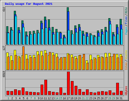Daily usage for August 2021