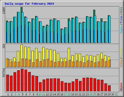 Daily usage for February 2024