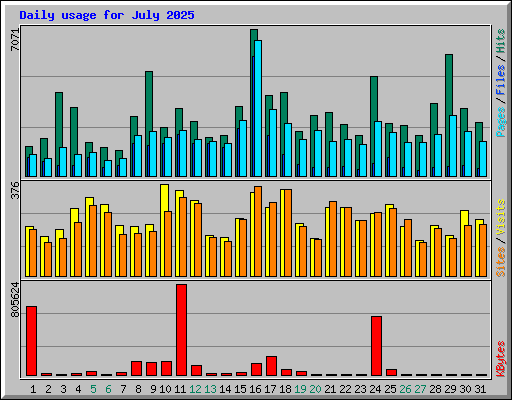 Daily usage for July 2025