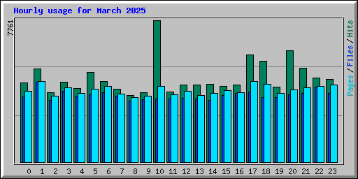 Hourly usage for March 2025